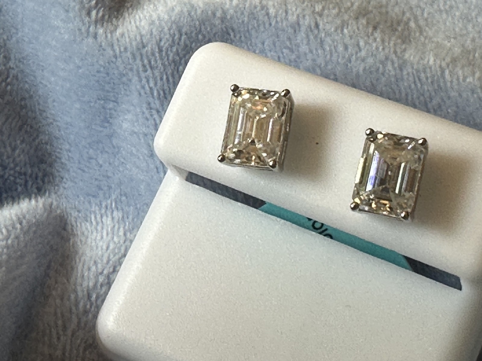 925 sterling silver emerald cut moissanite earrings