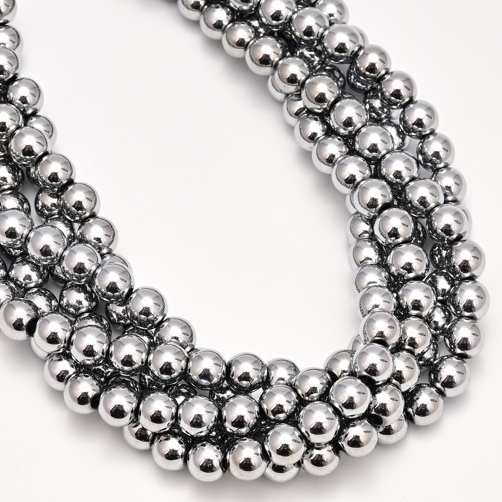 Silver Hematite Smooth Round Beads 2mm 3mm 4mm 6mm 8mm 10mm 12mm 15.5″ Strand