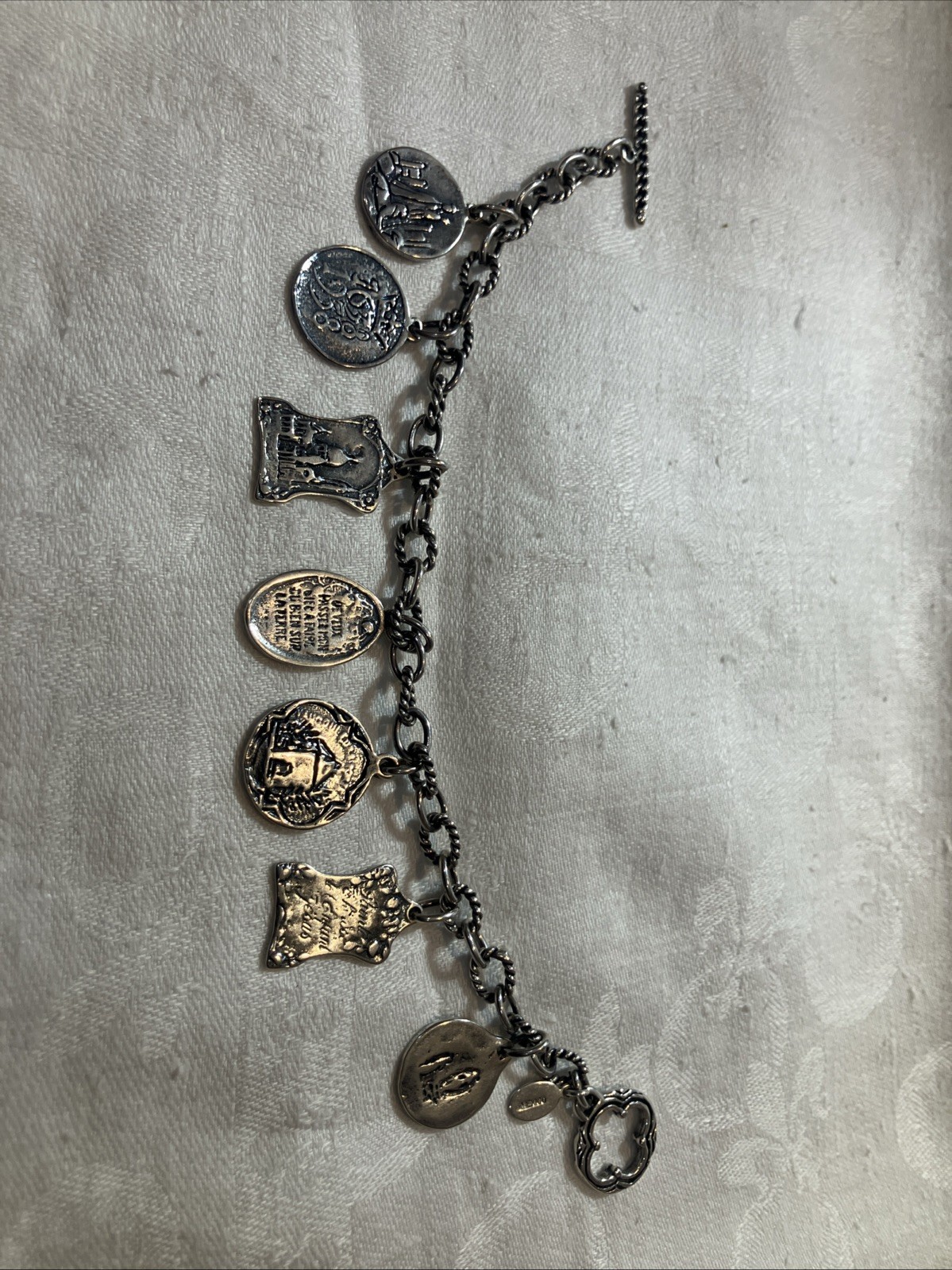 Beautiful Sterling Silver ATI Religious Catholicism Charm Bracelet