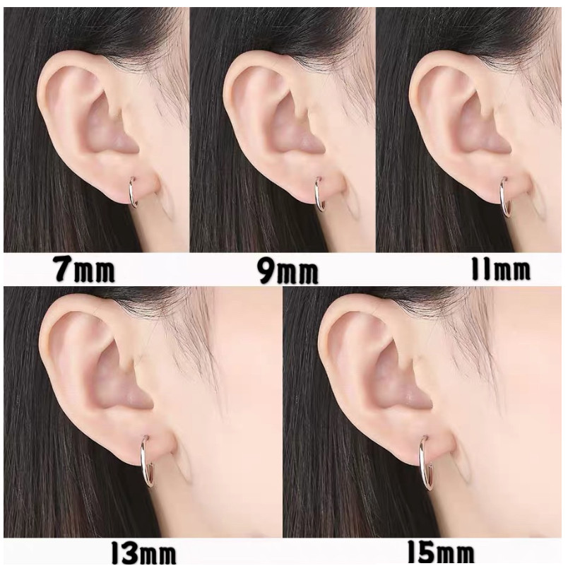 2Pcs SOLID STERLING SILVER PLAIN 1.2MM THICK ROUND ENDLESS HOOP 7-25MM Gift PE16