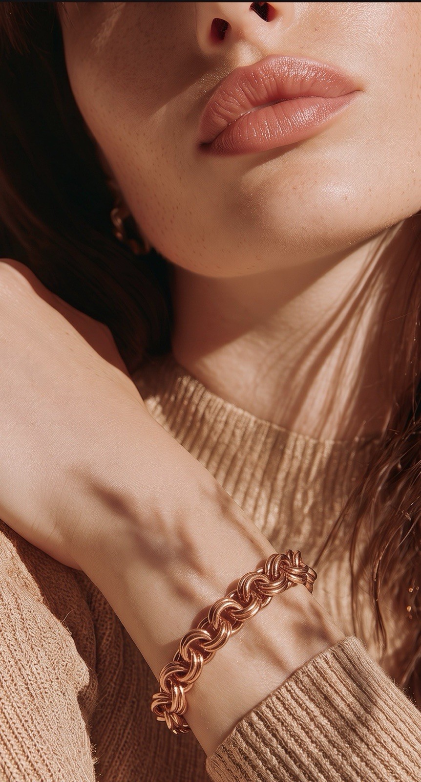Solid copper bracelet CB557G – 3/8″ wide. Available in 8 to 11 inch lengths.