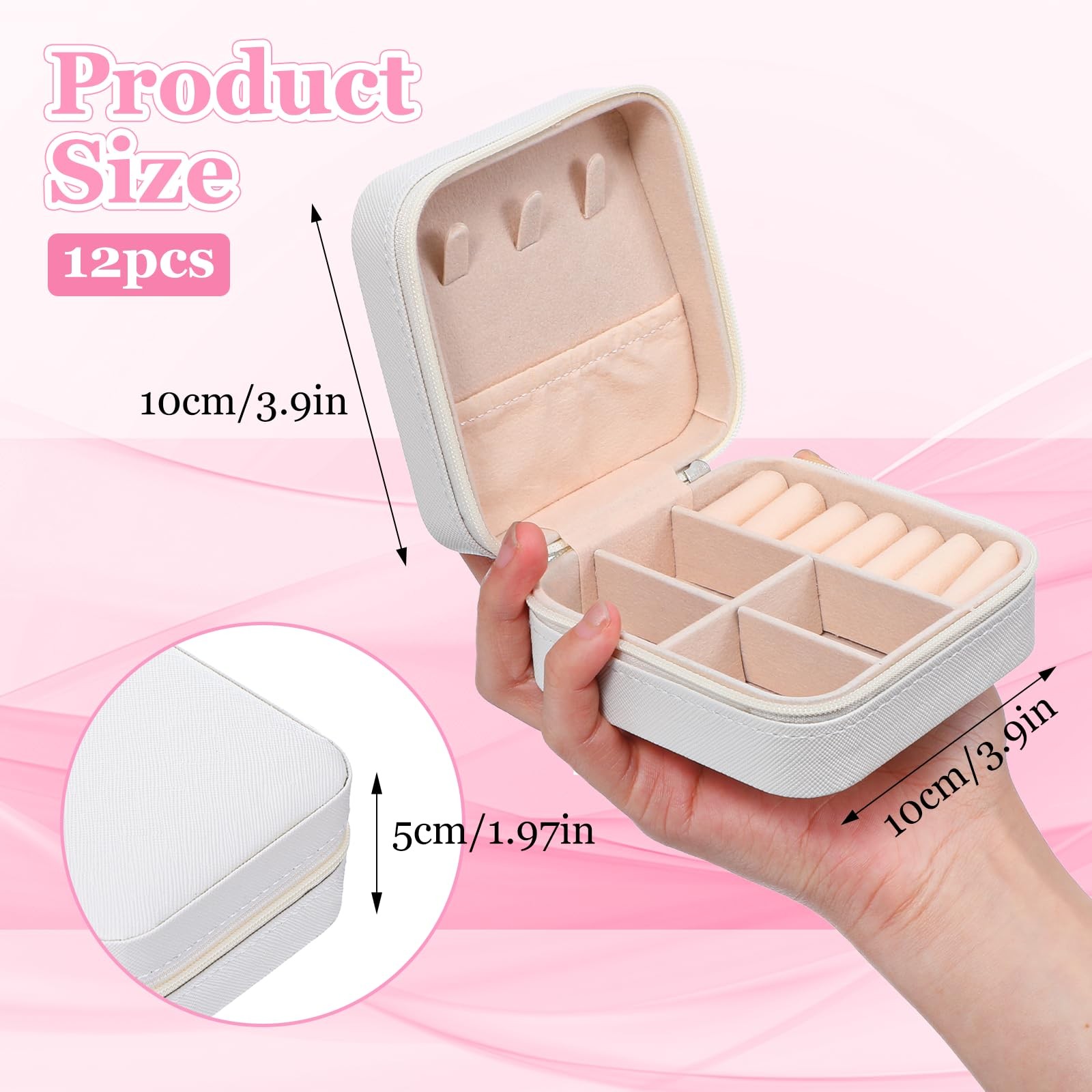 12pcs Mini Travel Jewelry Case,White Bridesmaids Proposal Small Jewelry Box M