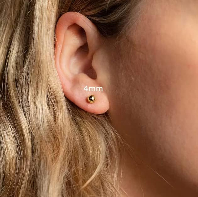 Flat Screw Back Ball Stud Earrings For Women Girls,2mm 3mm 4mm 5mm 6mm Ball Earr