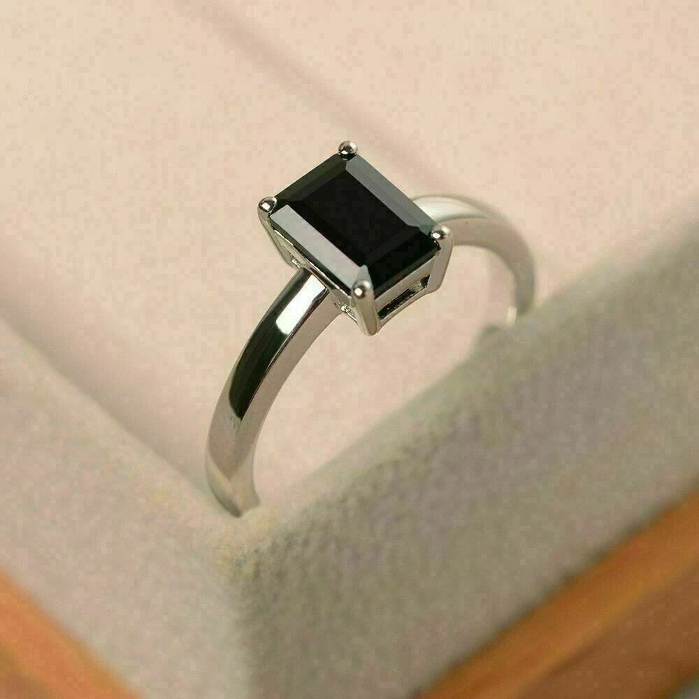 2 Ct Emerald Lab Created Diamond Women’s Engagement Ring 14k White Gold Plated