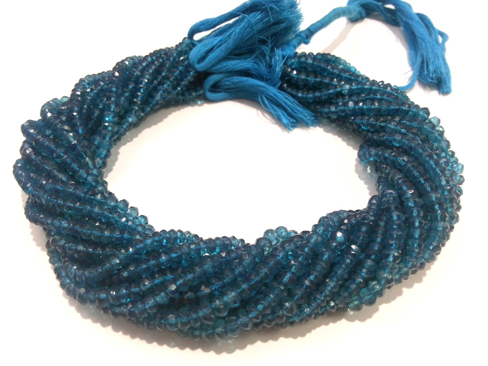 1 Strand Natural London Blue Topaz Rondelle Faceted 3-4mm Beads 12″inch