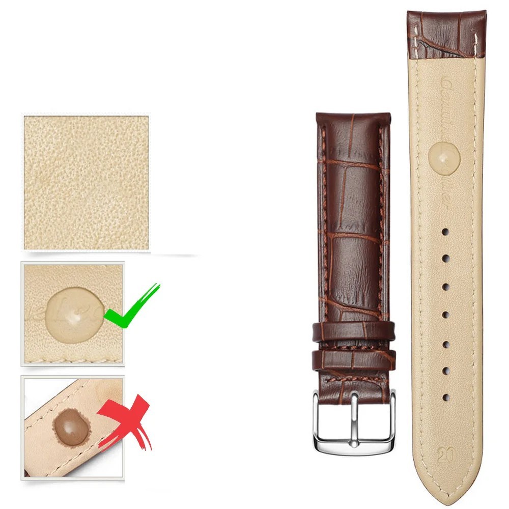 Universal Leather Watch Band Bamboo Pattern Strap 12mm-24mm Pin Buckle Unisex