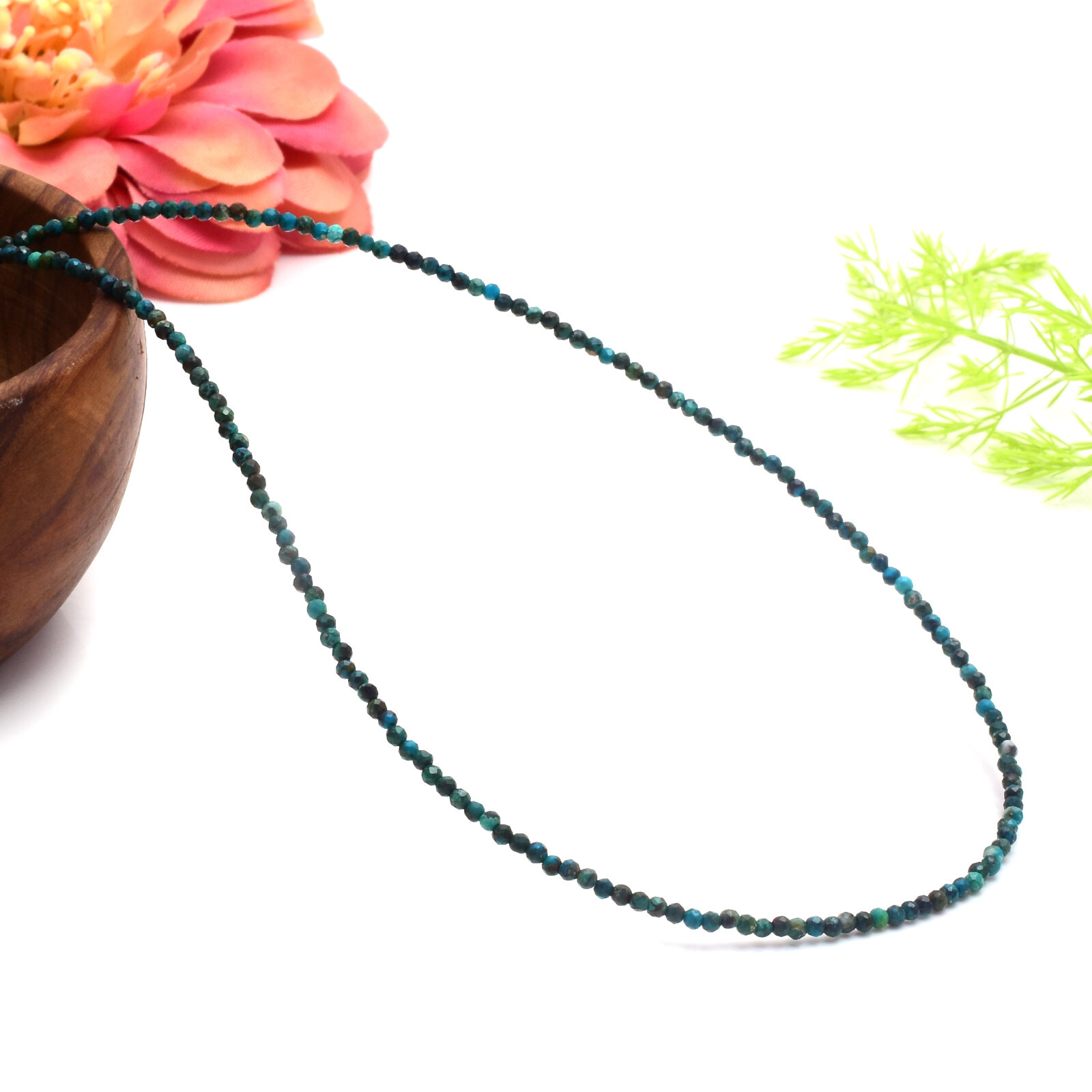 Chrysocolla Shattuckite Dainty Necklace, Delicate Natural Gemstone Necklace,