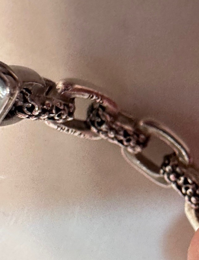 JAI Sterling Silver Link & Box Chain Hoop Earrings 1”