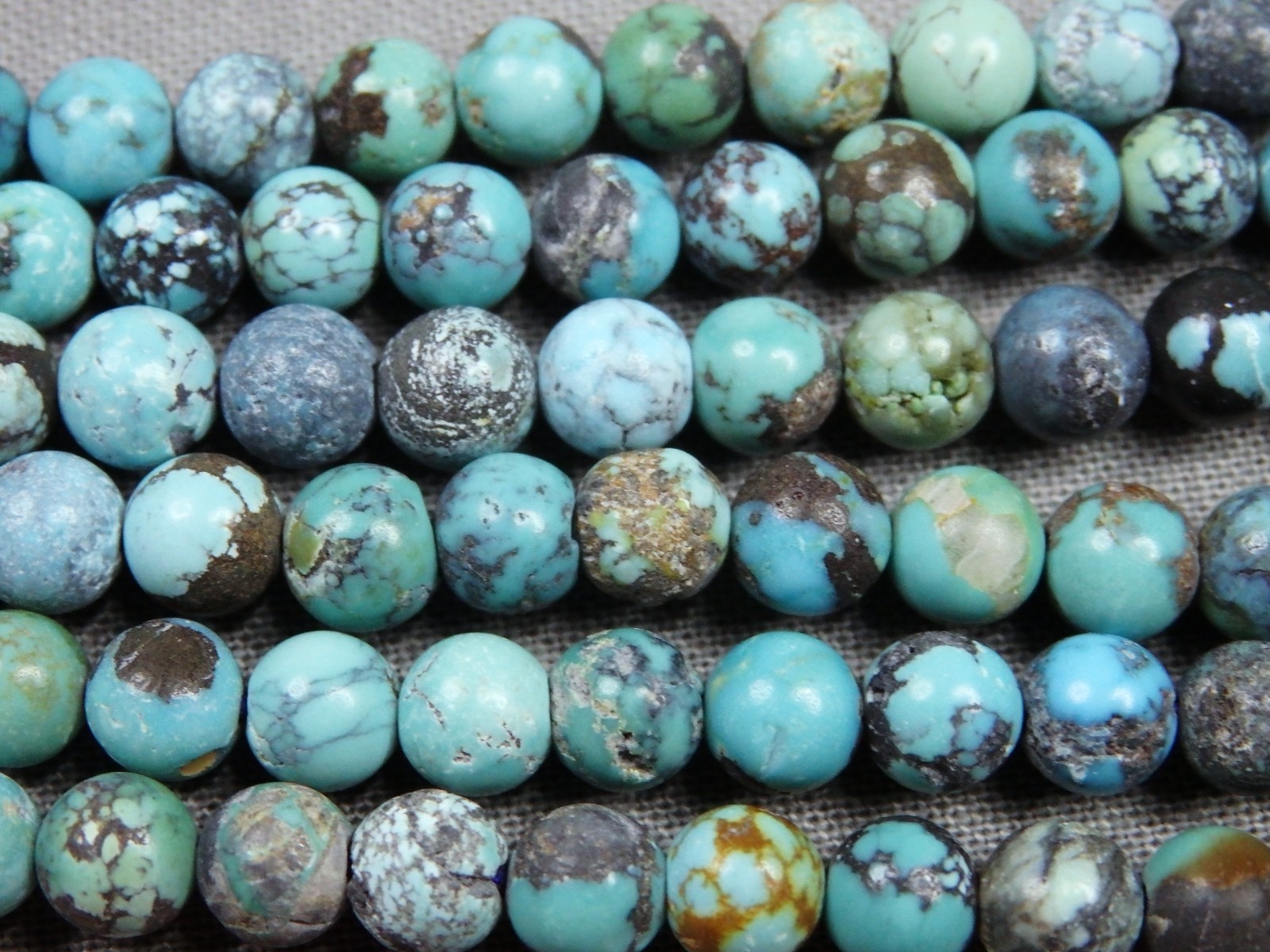 Natural CLOUD MOUNTAIN TURQUOISE 5.5mm Round Beads 15.5″Strand 75+ctOldStash