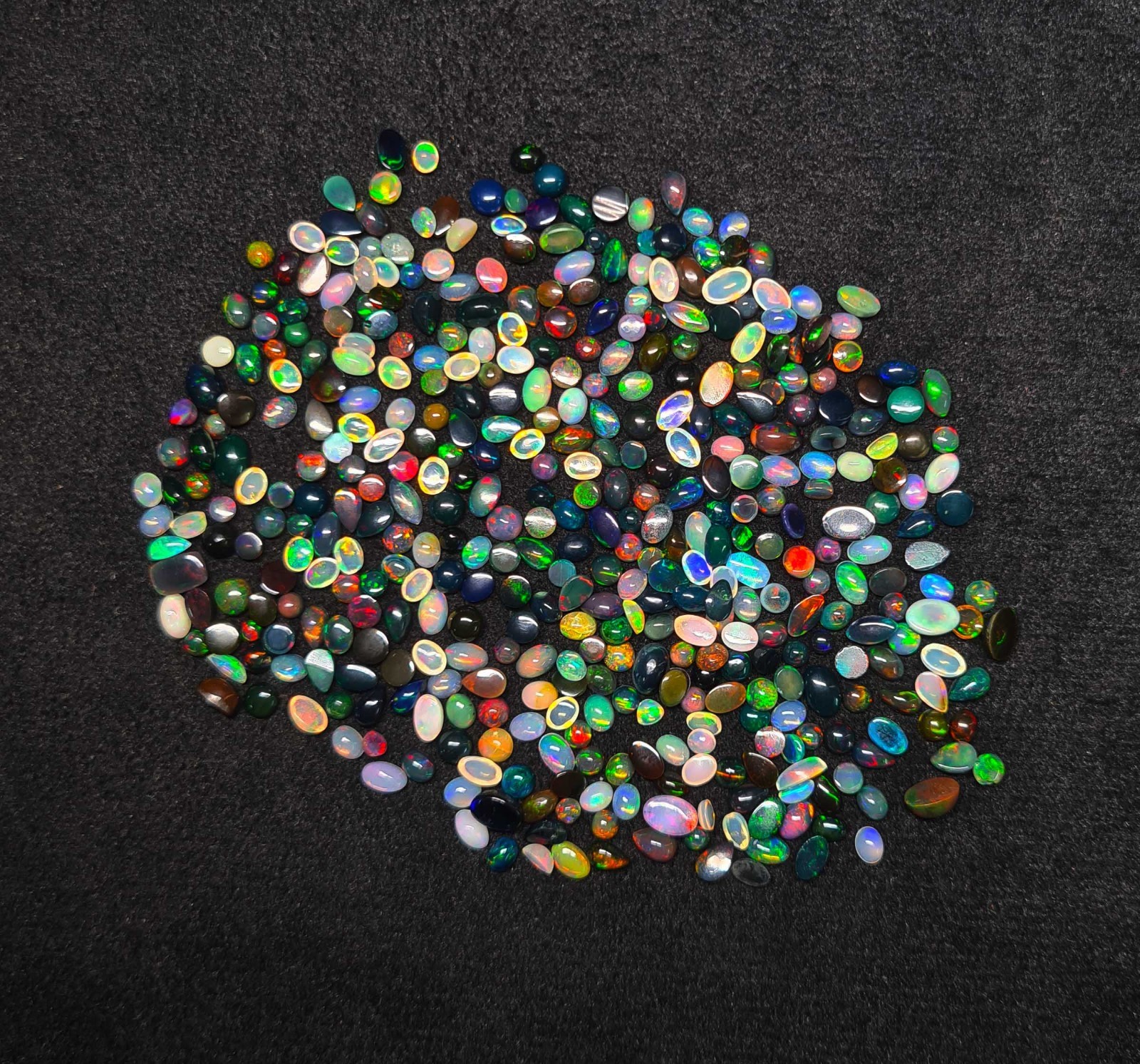 Ethiopian White, Black Opal Mix Shape Cabochon Gemstone 70-80 Pcs 3-4*6 MM 10 CT