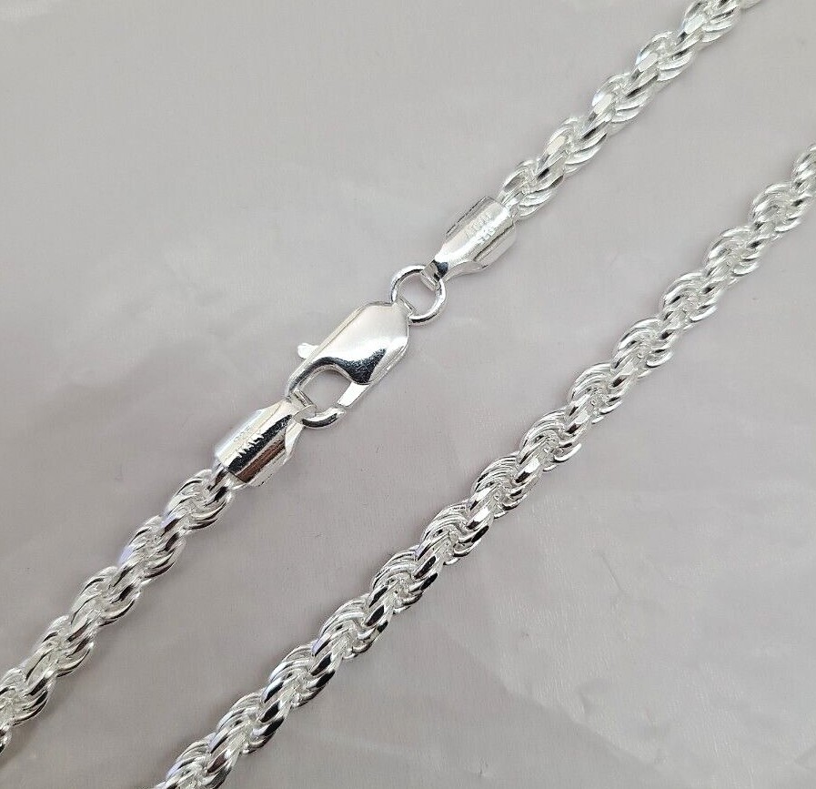 5mm Sterling Silver D/C Rope Chain Necklaces Bracelets Handmade Italy 7 to 30 in