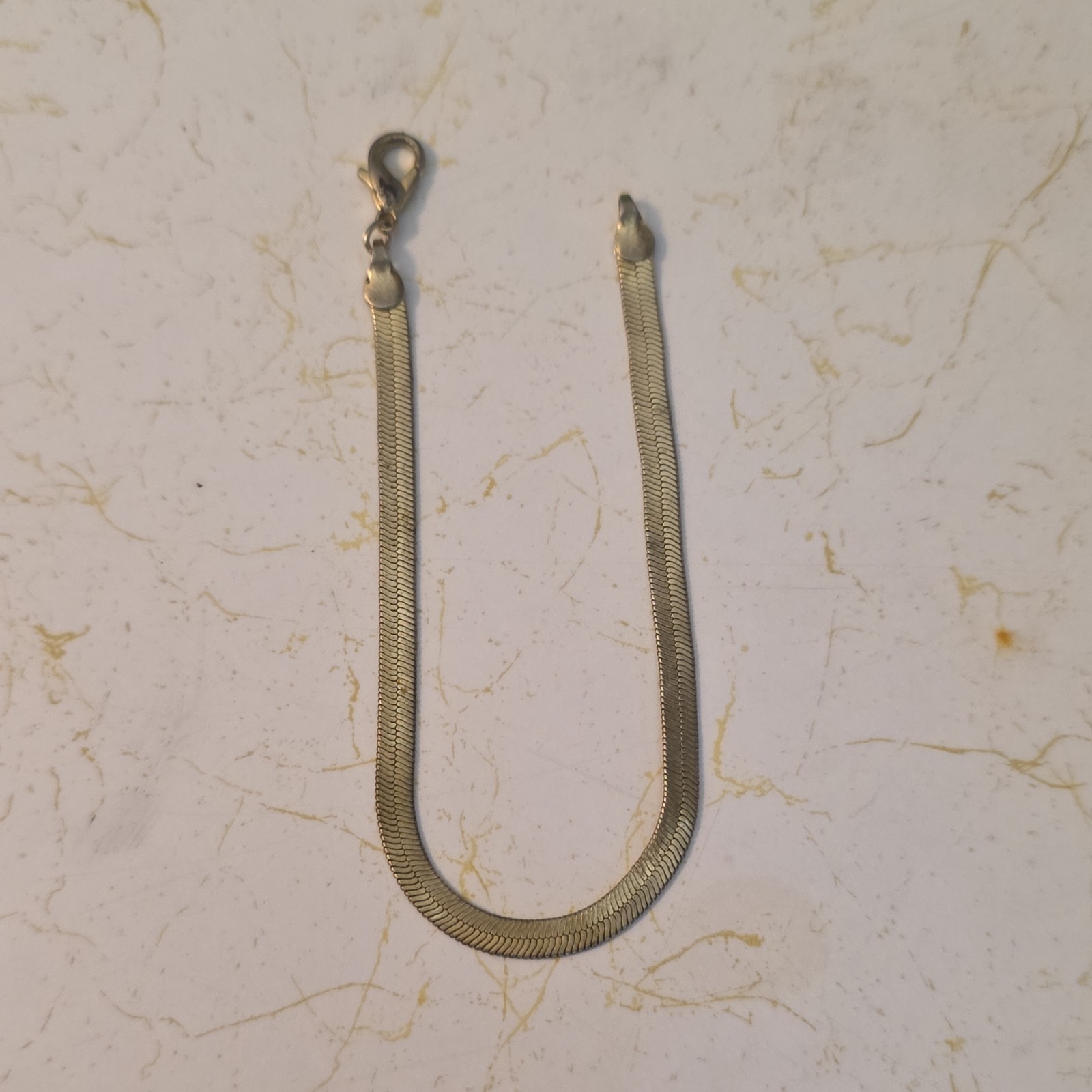 Silver Tone Herringbone Chain Bracelet Metal Lobster Clasp Closure