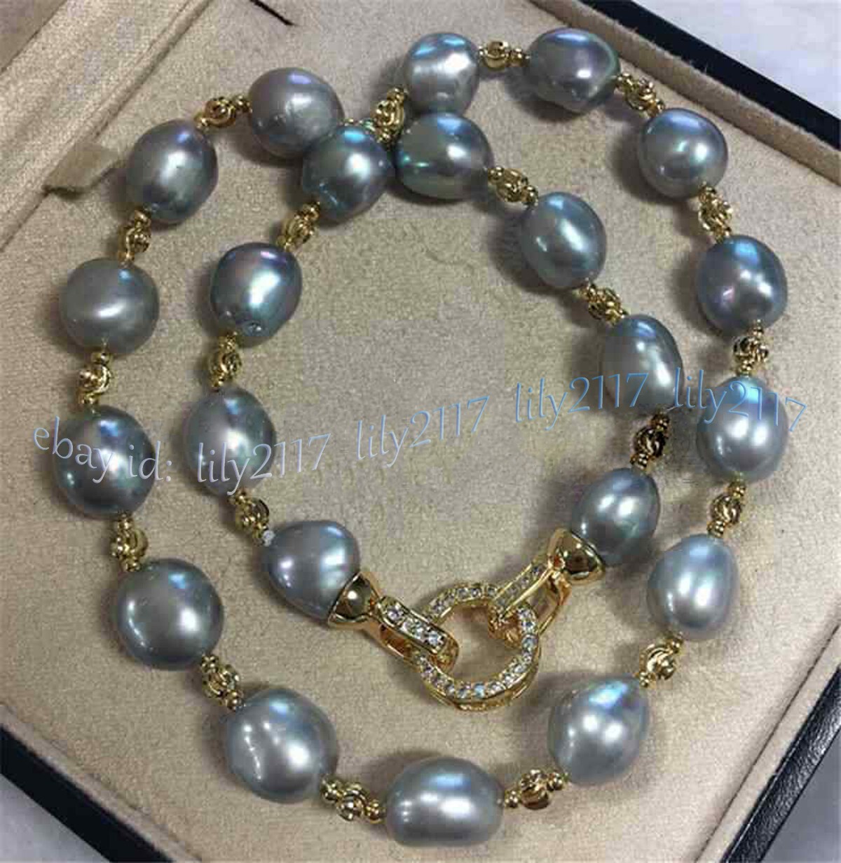 Elegant 7-13mm Genuine Natural South Sea Baroque Silver Pearl Necklace 14-36”
