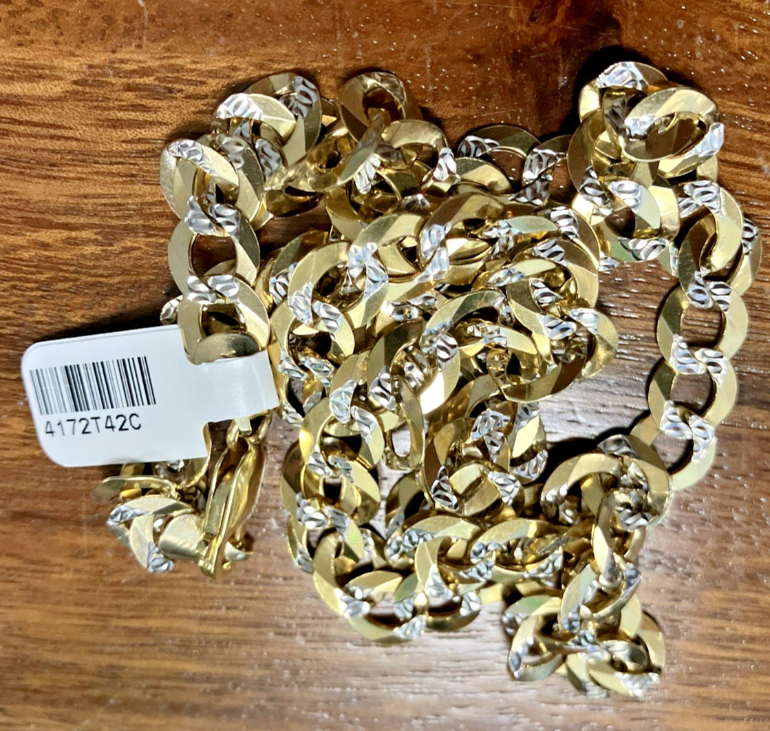 10kt Real Solid Gold Curb Link Chain 41.5grams 8.7mm 28.5” GMI New w/ Retail Tag