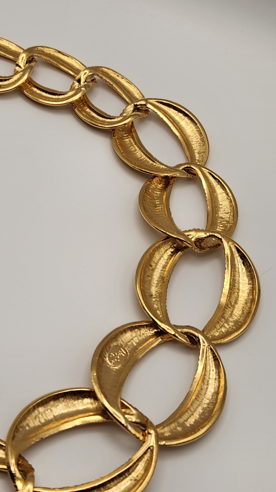 Vintage Napier Gold Tone Chunky Link Necklace Textured Statement Signed 18″