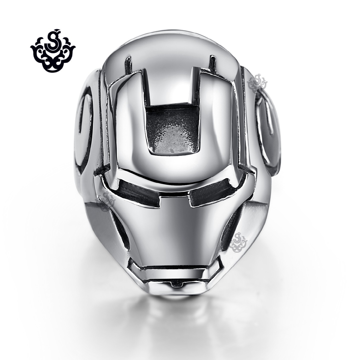 Silver Iron Man ring movie replica stainless steel band solid heavy