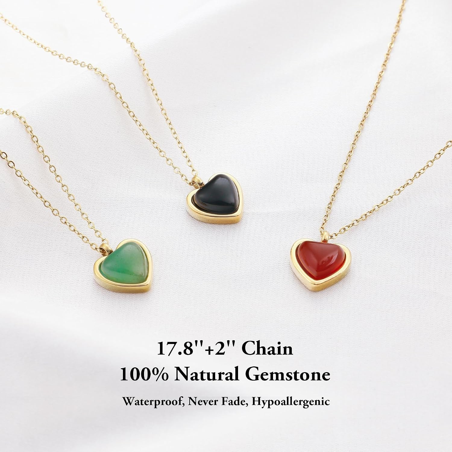 Adjustable Black Tourmaline Heart Necklace – Gold-Plated Women’s Jewelry Gift