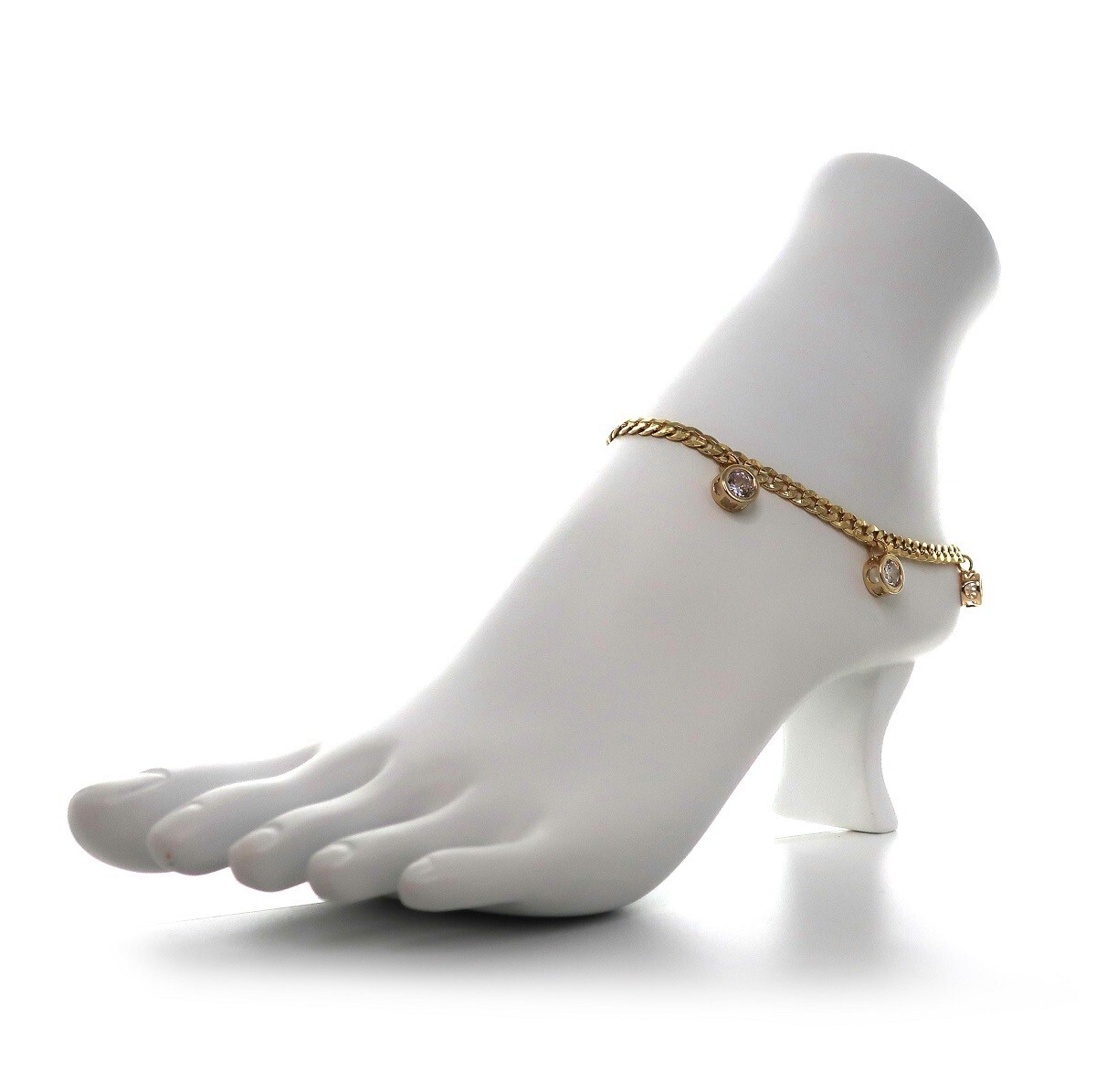 5mm Italian Concave Cuban Link Chain Anklet Cubic Ankle Bracelet 14K Gold Plated
