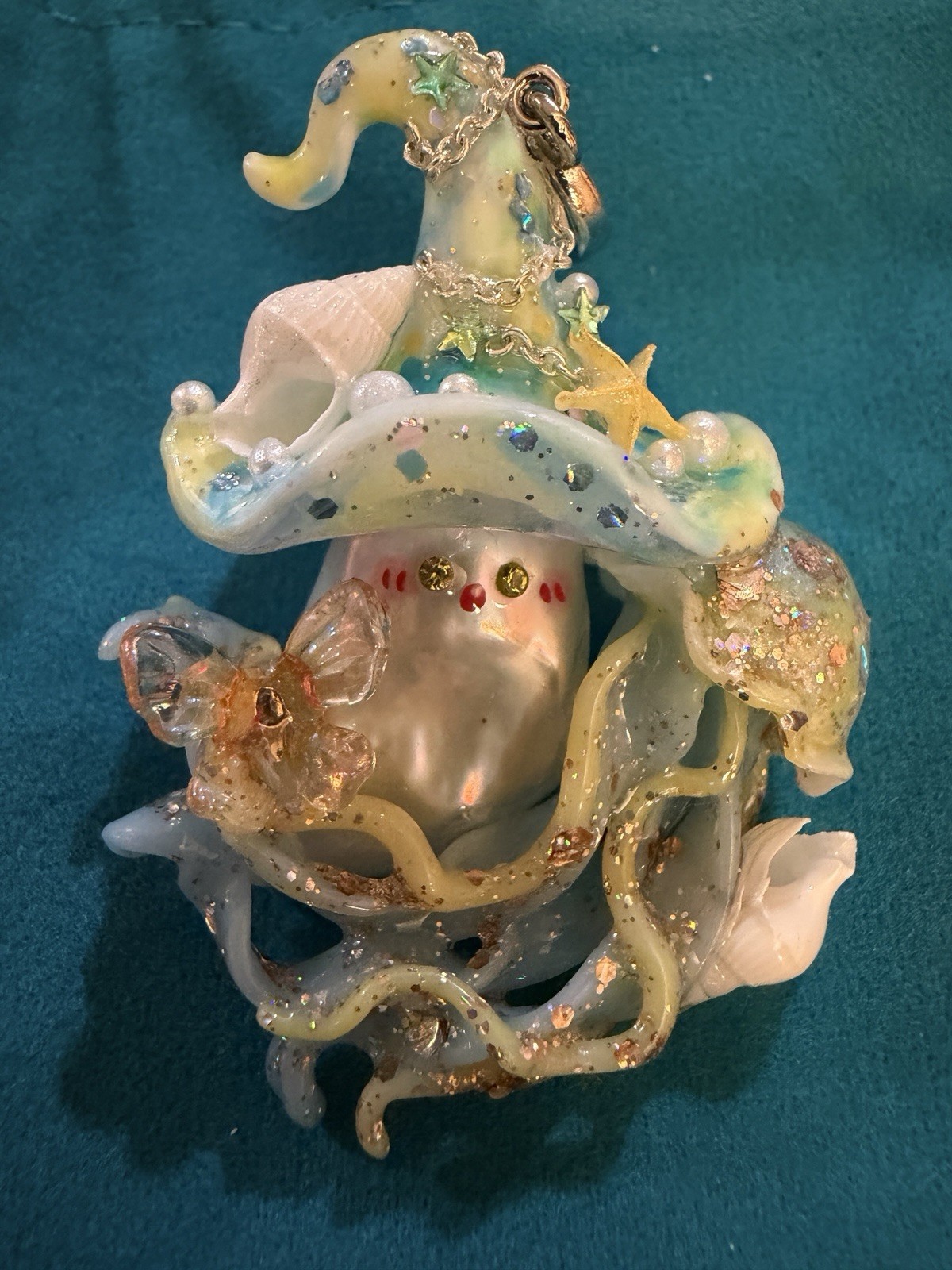 Cute Baroque Pearl And Resin Witch Mermaid Figure Monster Jellyfish Sea Pendant