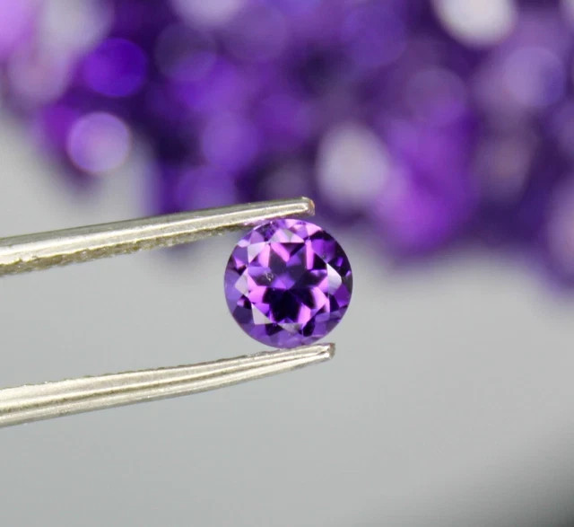 5MM Round Cut Lab Created Amethyst Loose Stone 2 Pcs Lot For Pendant/Earring