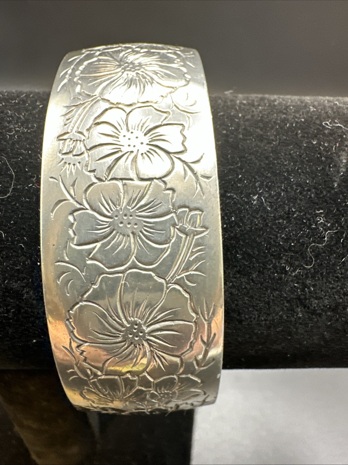 Kirk Stieff Cosmos Pewter Cuff Bracelet Etched Adjustable BohoChic 7/8” Wide C10