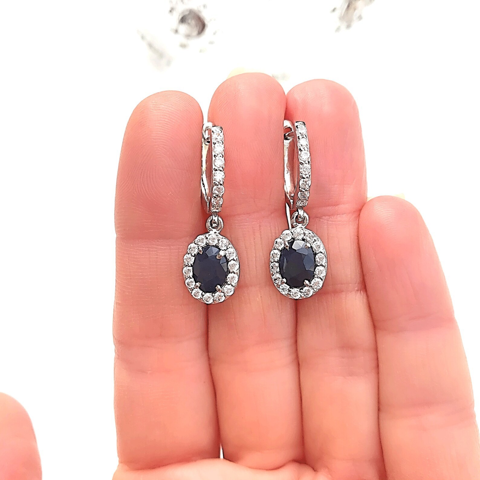 5.00 Ct Oval Cut Natural Sapphire Earring 14k Solid White Gold Stud Earrings