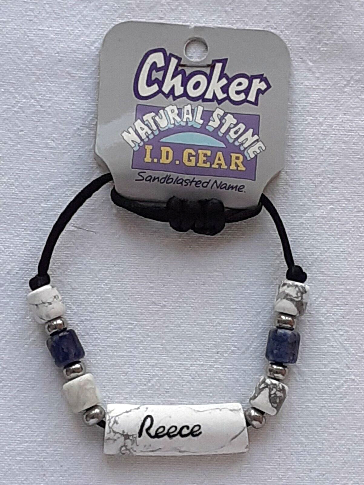 ID Choker / Necklace – Natural Stone – Sandblasted Name – Reece – Brand New