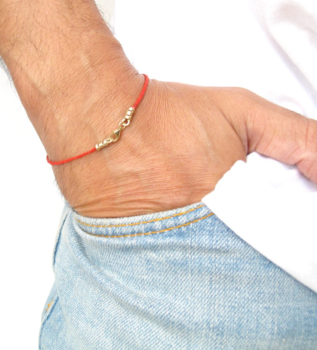 red string bracelet kabbalah 14 k solid gold original luck protection bangle new