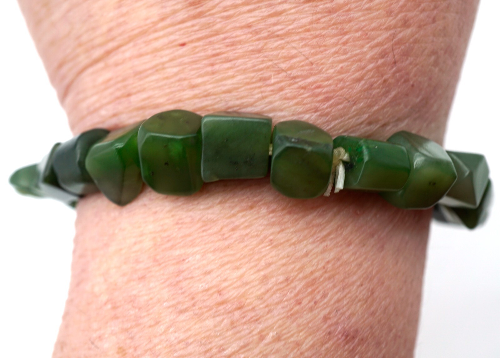 Hand Polished BC Polar Nephrite Jade Bead Bracelet