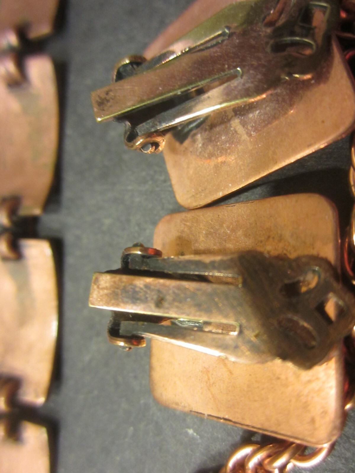 Copper bracelet and clip earrings addon chain no mark