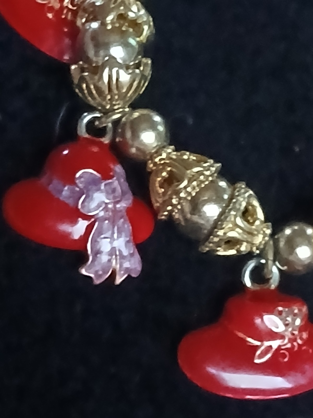 Vintage Red Hat Society Stretch Red and Silver Charm Bracelet Nice