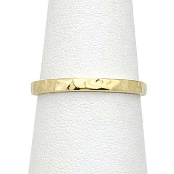 Solid 10K Yellow Gold Hammered Ring 2mm Sizes 1 – 12 Midi Faceted Stack Band