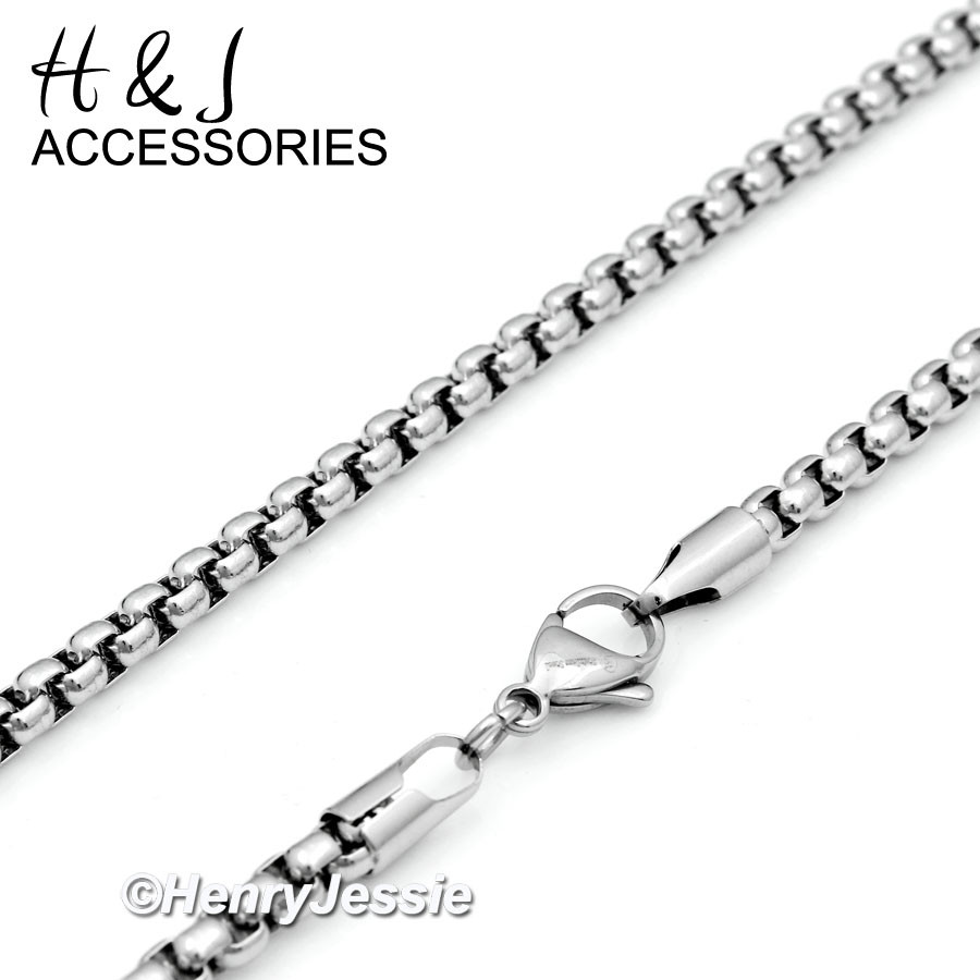 18-40″MEN Stainless Steel 4mm Silver Smooth Classic Box Link Chain Necklace*A120