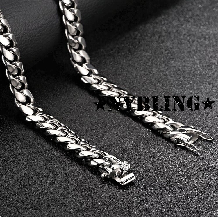 🔥Mens Miami Cuban Link Chain SOLID STAINLESS STEEL Necklace or Bracelet HEAVY🔥