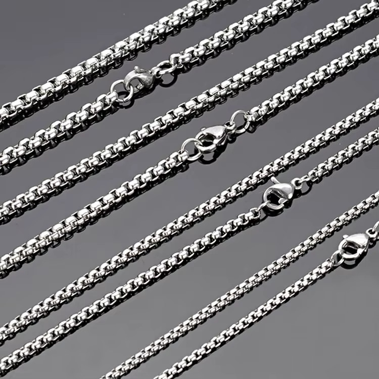 Stainless Steel Chain Necklace 16-36″ Smooth Box Rope Silver 2/3/4/5/6/7mm N69
