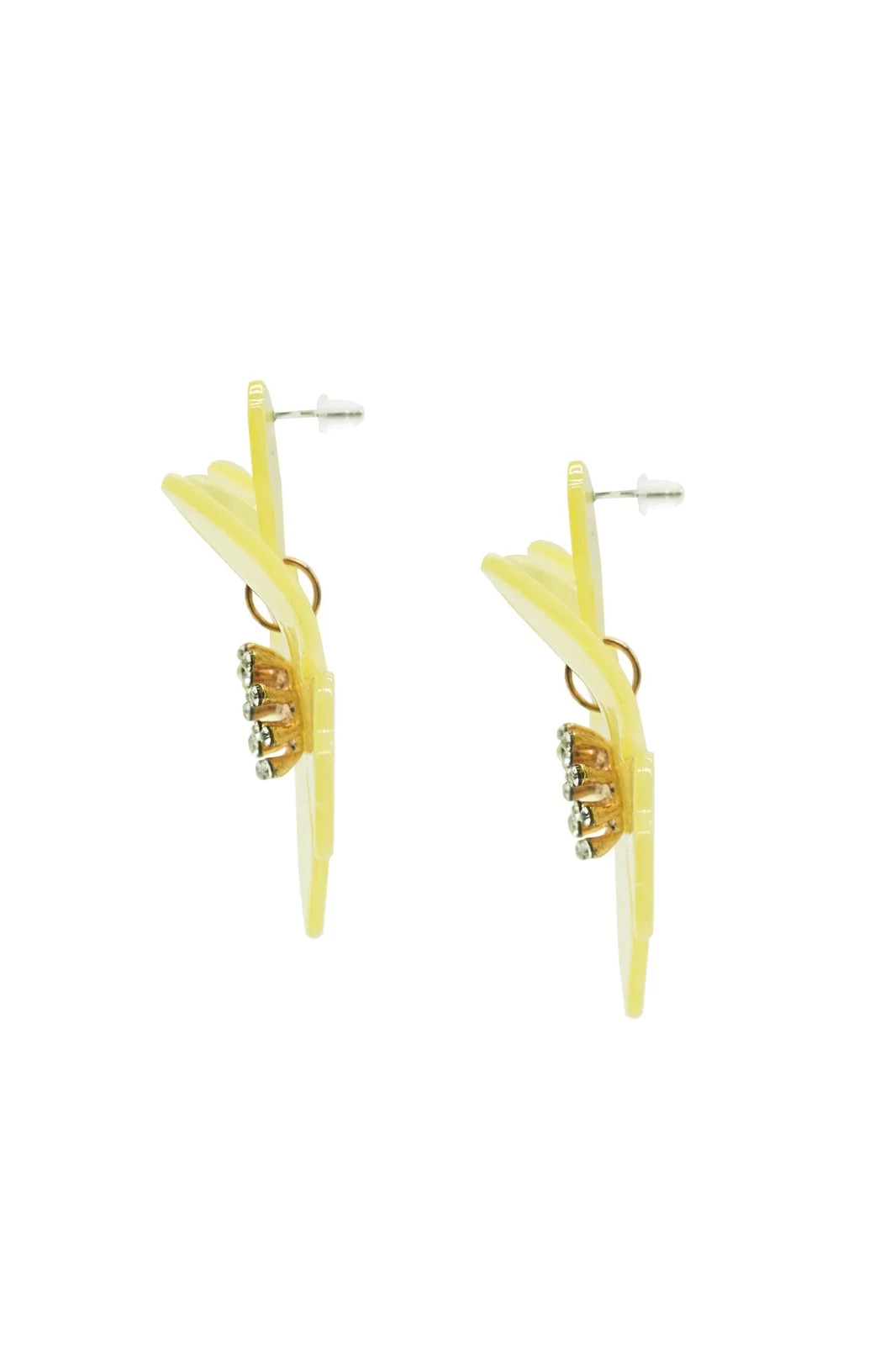 Yellow Flower Earrings Oversized Acrylic Resin Dangle Drop Summer Boho Statemen