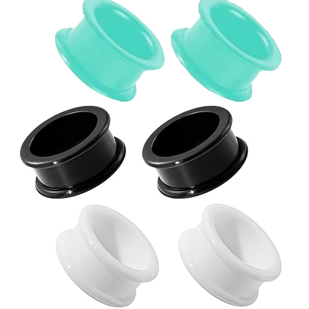 3Pairs Thick Silicone Ear Gauges Tunnels Plugs Flesh Double Flared Body Jewelry