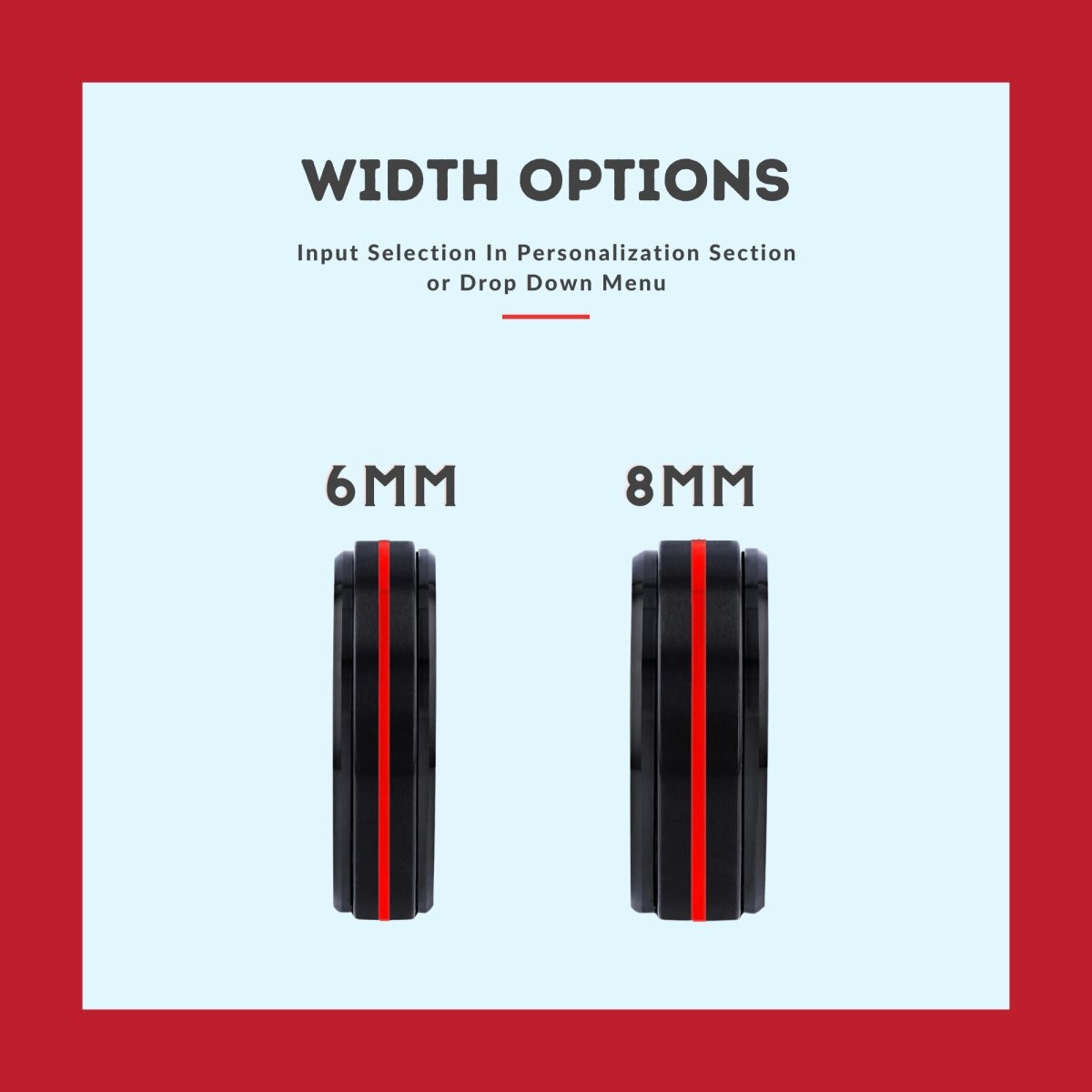 SHORTY | Silver Ring, Black Tungsten Ring, Red Groove, Stepped Edge