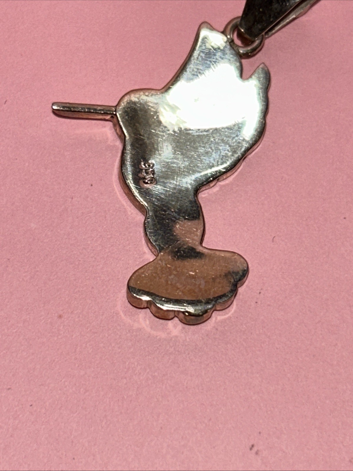 950 Silver Handmade Inlay Hummingbird Abalone Pendant From Peru 1.75”