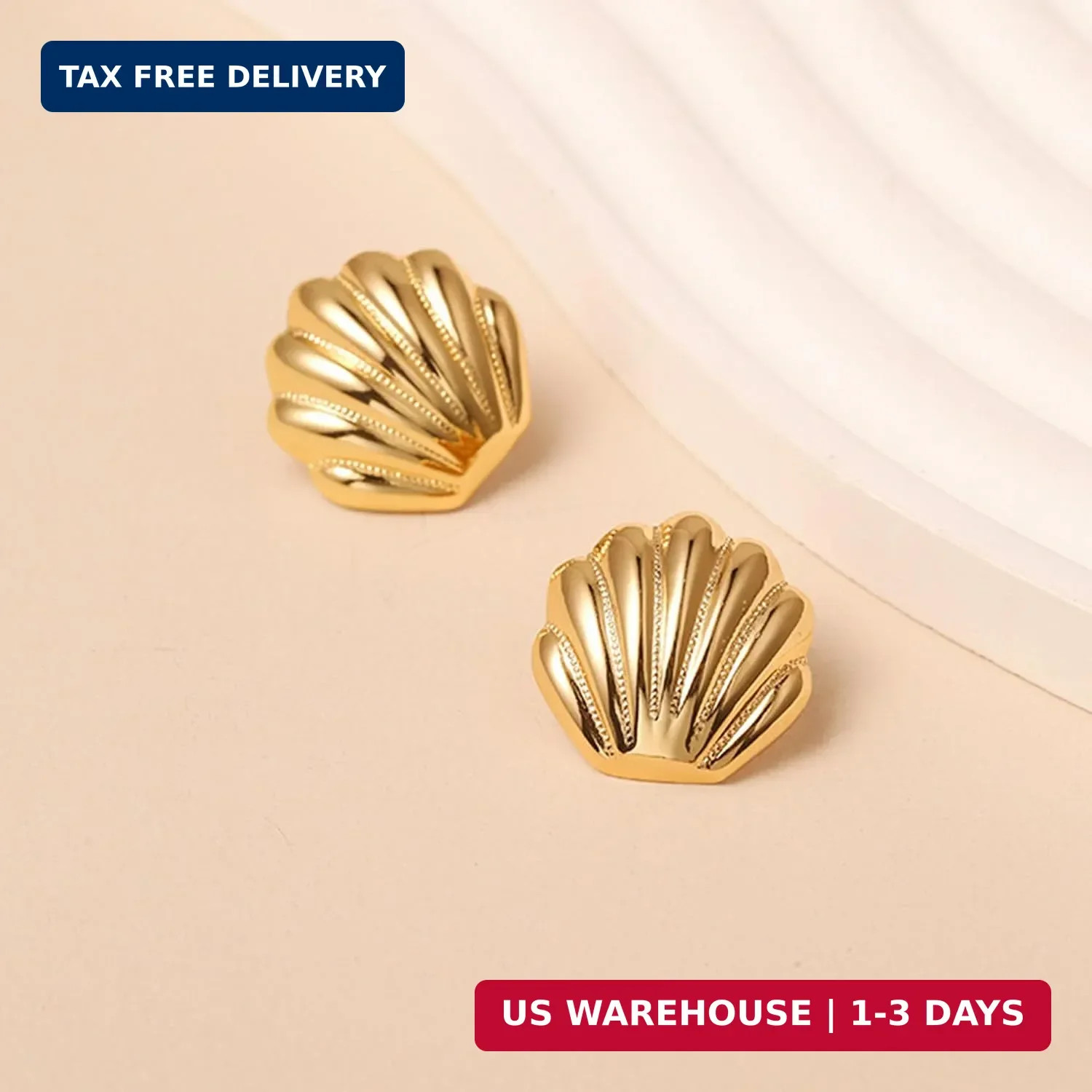 SmileBelle Gold Shell and Starfish Stud Earrings for Women, Summer Earrings | Li