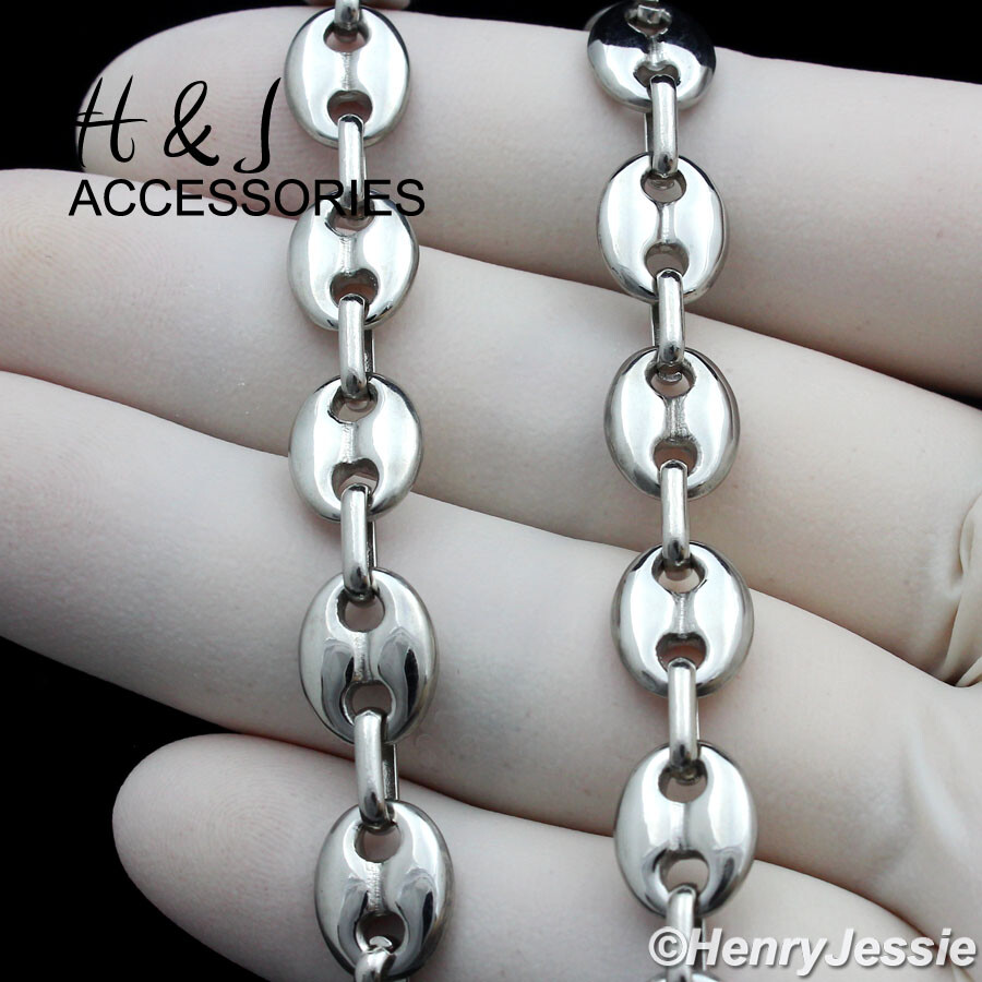 18-40″MEN Stainless Steel 8mm Silver Puffed Mariner Link Chain Necklace*AN164