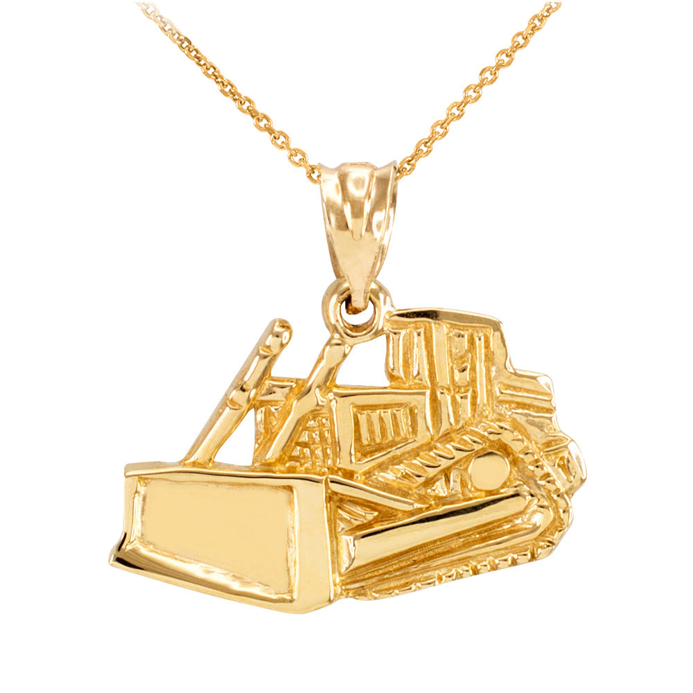 Gold Bulldozer Pendant Necklace (Available in Yellow/Rose/White Gold)