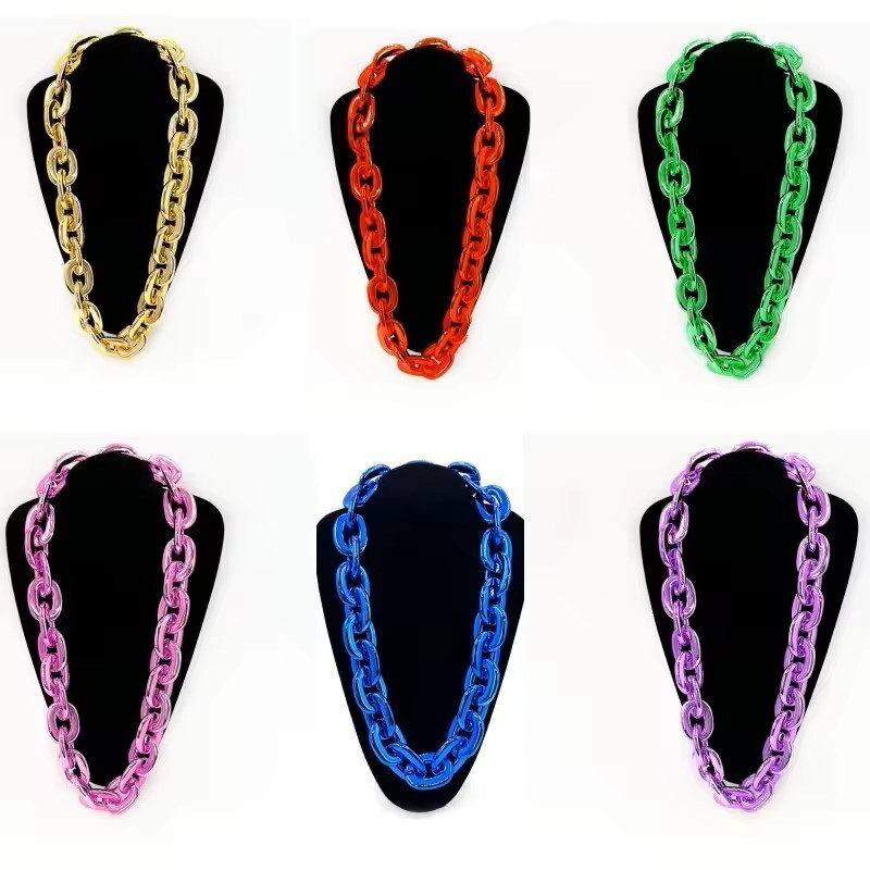 32In 80cm Hip Hop Thick Acrylic Cuban Link Chain Fashion Necklace Jewelry