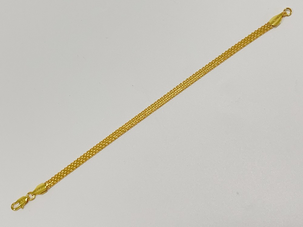 Solid 18K Yellow Gold AU750 Multiple Layer Wide Bracelet Bangle Chain 8inch