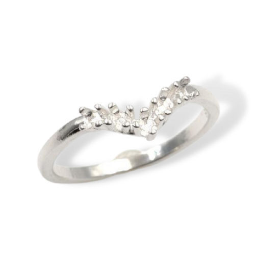 Five (5) Stone 2mm Round V Wedding Band Ring Mounting