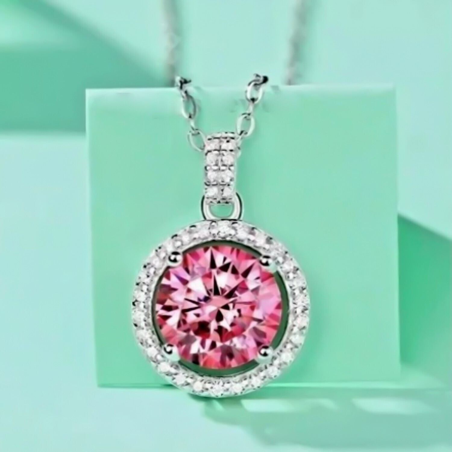 Certified 1.50 Ct Pink Diamond Pendant in 925 Silver Romantic Gift for Birthday
