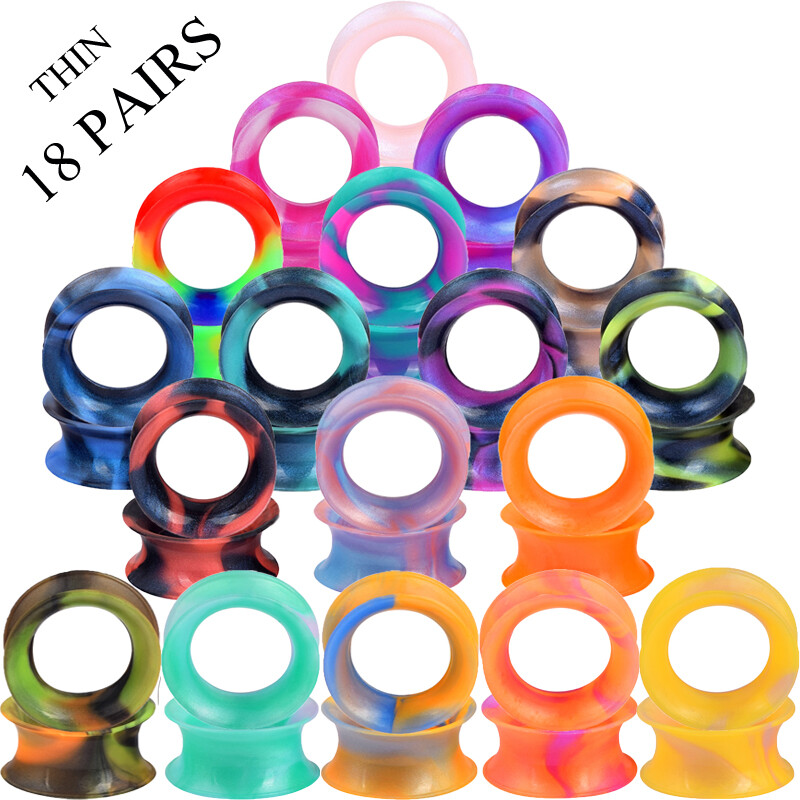 36pcs Soft Silicone Earskin Tunnels Plugs Pearl Powder Color Ear Gauges 2g-3/4″