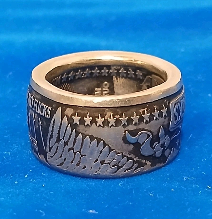 Melted Down Nickel Zero F***s Coin Ring Biker Style Size 10 Nulla Futuo Daretur