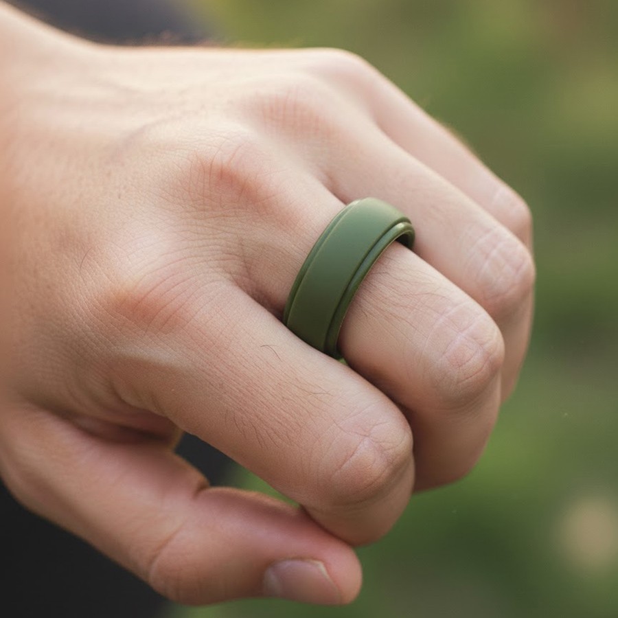 3-PK Silicone Flexible Wedding Ring Engagement Rubber Band Sport Gym Men Women