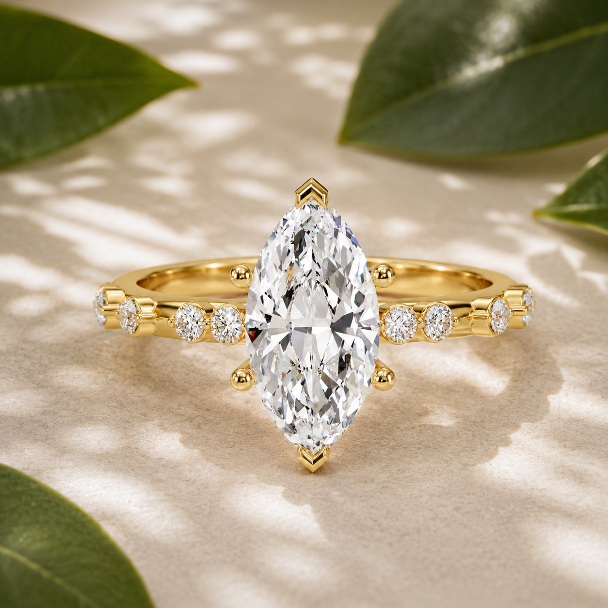 1.15 CT Marquise Cut Lab Grown Diamond Engagement Ring V Prong 925 Silver DEFVVS